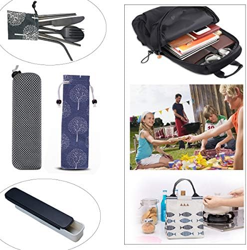 Travel Utensils Set with Case Reusable Stainless Steel Silverware Flatware Set 9 Pcs Portable Cutlery Eating Utensils Set for Lunch Boxes Workplace Camping School, Dishwasher Safe (Black) - Image 5