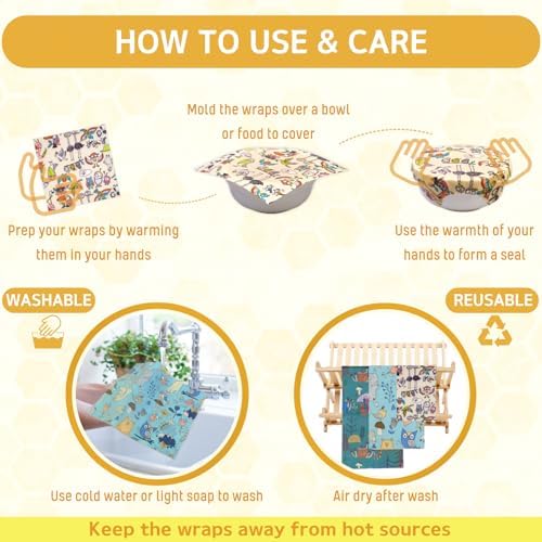 Reusable Beeswax Wrap - 9 Pack Beeswax Wraps for Food, Eco-Friendly Beeswax Food Wraps, Bread Sandwich Wrapper - Organic, Sustainable, Zero Waste, Reusable Plastic-Free Food Wrap, 1XL, 3M, 5S - Image 4