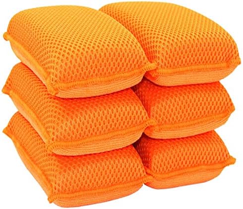 Commercial Miracle Microfiber Kitchen Sponge by Scrub-It - Large - Non-Scratch Heavy Duty Dishwashing Cleaning sponges- Machine Washable- (Orange, 6 Pack) - Image 2
