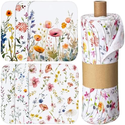 60 Pack Reusable Kitchen Cloths Cotton Towels, Wildflowers by Noveread