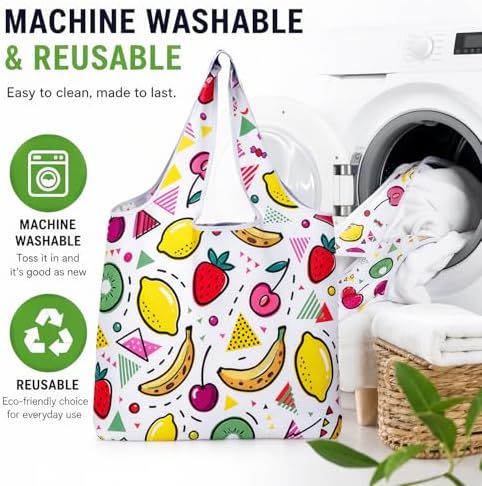 6 Pack Reusable Shopping Bags - Foldable Heavy Duty Washable Totes - Image 5