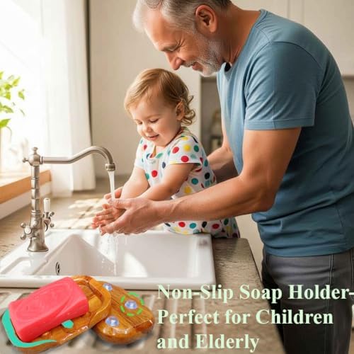 Bar Soap Holder for Shower by NAZAKOOL, Solid Teak Wood Soap Dish with Raised Edges (No-Slip), Draining Soap Saver for Bathroom, Kitchen Sink - Image 4