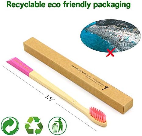Virgin Forest Bamboo Toothbrushes 6pk, Charcoal Bristles BPA Free - Image 4