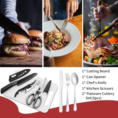 Portable Camping Kitchen Utensil Set-27 Piece Cookware Kit, Stainless Steel Outdoor Cooking and Grilling Utensil Organizer Travel Set Perfect for Travel, Picnics, RVs, Camping, BBQs, Parties and More - Image 4
