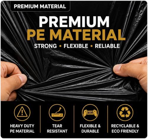 Heavy Duty Black Plastic Shopping Bags with Handles, T-Shirt Grocery Carrier, 12 x 18 x 24 Inch, HDPE for Retail, Convenience Stores and Takeout, 200 Count - Image 7