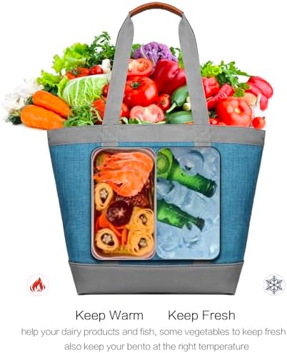 Insulated Cooler Bag Reusable Grocery Tote Bags Transport Large Lunch Box for Women - Image 3