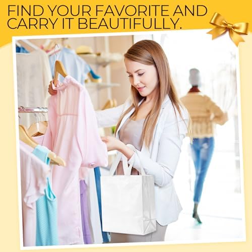 Eccliy 80 Pcs Reusable Gift Bags, Medium, White - Image 5