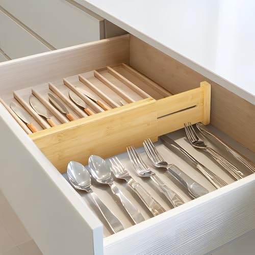 VaeFae 6 Pack Bamboo Drawer Dividers, 4" High Adjustable 16.6" - 21.8" Clothes Drawer Organizers, Expandable Separators for Bedroom/Bathroom/Kitchen/Office Storage - Image 6