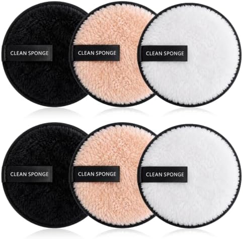 6 Pcs Double-Sided Facial Cleansing Pads Reusable Makeup Remover Pads by Unknown