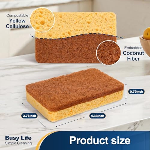 Yocada Cellulose Sponge 12 Pack Biodegradable Natural Kitchen Sponge - Image 4