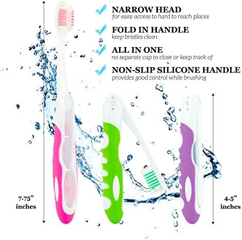 Portable Folding Toothbrush Kit - Built-in Cover, Collapsible, Multi-color (6 Pack Soft-Multicolor) - Image 2