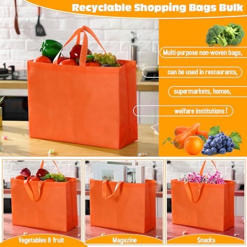 Windyun Reusable Grocery Bags Large Non Woven Shopping Bags with Handles Foldable Portable Tote, 16x6x12 Inch - Image 4