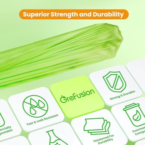 Compostable Bags,Trash bags 13+ gallon tall kitchen, Compostable Trash Lawn & Leaf Yard Waste Bags,Kitchen Compost Trash Bin Compatible,Extra Thick1.01 Mills,Certified by BPI and OK Compost - Image 6