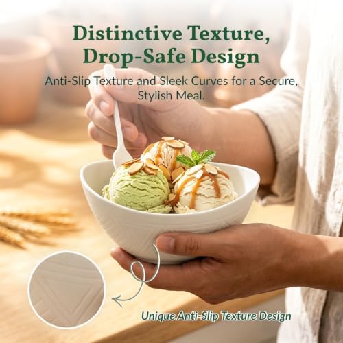 Homienly Small Bowls Set Wheat Straw Bowls 10 oz Small Serving Bowls for Ice Cream, Dessert, Snack, Appetizer, Candy, Unbreakable Microwave and DIshwasher Mini Bowls for Party, Picnic (6 PCS White) - Image 6