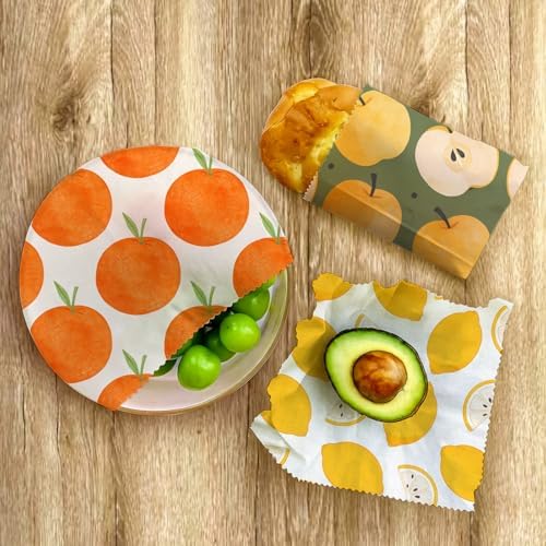 Reusable Beeswax Wraps, Orange Apple Lemon Wraps, 9 Pack Sandwich, Snack, Food Preservation, Organic, Sustainable, Zero Waste, Plastic-Free Storage, 1XL, 3M, 5S - Image 7