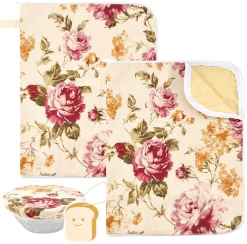 2 Pack XL Beeswax Bread Bags with Bowl Cover & Cleaning Sponge Set by Bafeil