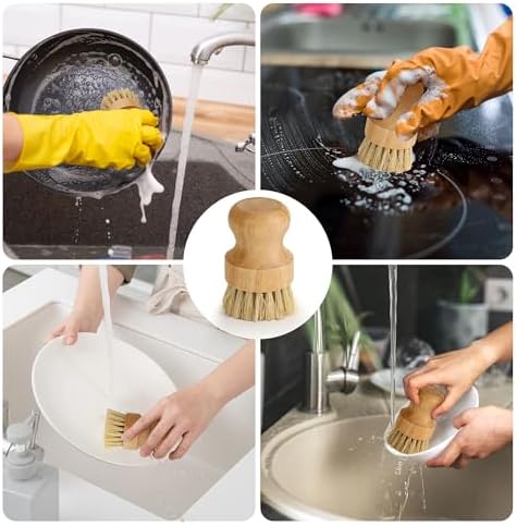 12 Pack Bamboo Dish Brush, Bamboo Palm Dish Scrubber - Image 5