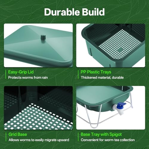 3-Tray 15L Worm Compost Bin,Indoor Composter for Kitchen Food Waste - Image 4