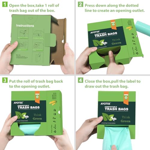 AYOTEE 1.2 Gallon Small Trash Bags Compostable Garbage Bags, 125 Count - Image 6