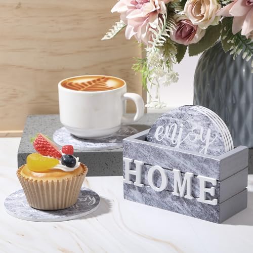 Queekay House Warming Gifts New Home Farmhouse Coasters Set of 6, Ash - Image 5