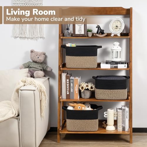 Goodpick Cube Storage Bins - Towel, Book, Cloth, Shoes, Closet Shelf Woven Baskets for Office, Baby Laundry, Toys, 13''x10''x9'' (Pack of 3) - Image 2
