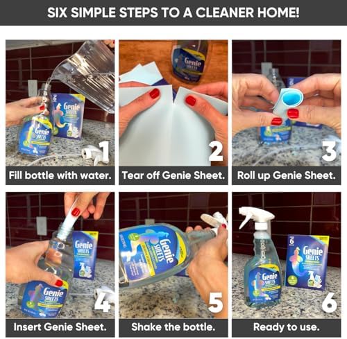 Genie Sheets Glass & Mirror Cleaner | 1 Bottle with Foaming Sprayer + Concentrate Makes 6 24oz Refills | Professional-Strength | Just Add Water | Sustainable EcoFriendly Plant-Based - Image 2