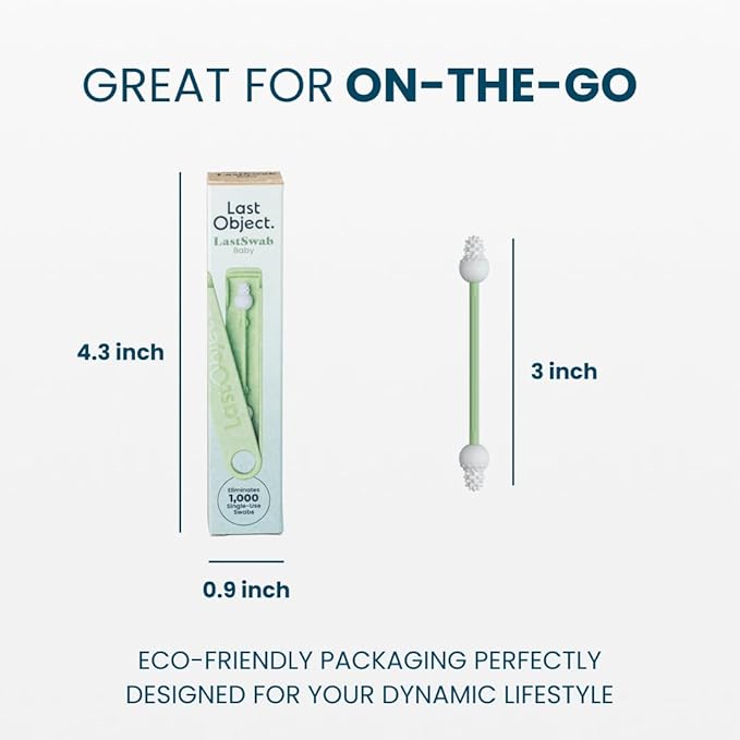 LastSwab® Reusable Cotton Safety Swabs for Baby Ear Cleaning - The Sustainable and Sanitary Alternative to Single-Use Q Tips - Easy to Clean and Zero Waste - Convenient Travel Case Holder