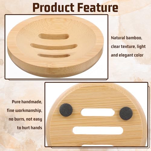 Ymapinc 2PCS Bamboo Soap Holder for Bathroom - Image 3