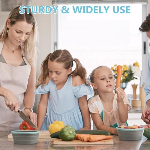 Suclain 4 Pcs Collapsible Bowls with Lids Silicone Camping Food Storage Container Expandable Folding Salad Lunch Box Travel Container for Hiking Camping - Image 5