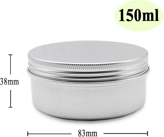 6pcs 150ml Aluminum Tin Jars with Screw Cap Lids, Empty Refillable Makeup Lip Balm Containers Round Travel Jars Cosmetics Pots Metal Cans for DIY Crafts Salve Cream Candle Powder Tea Beads