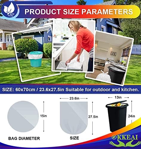 OKKEAI 8 Gallon Garbage Bags, White Trash Bags for Kitchen Waste, 60 Count - Image 3