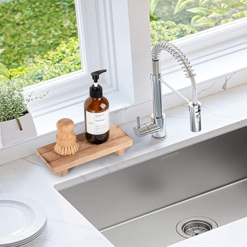 Bathroom Tray Farmhouse Decor Kitchen Soap Holder, 8.7"*3.6" Brown - Image 4