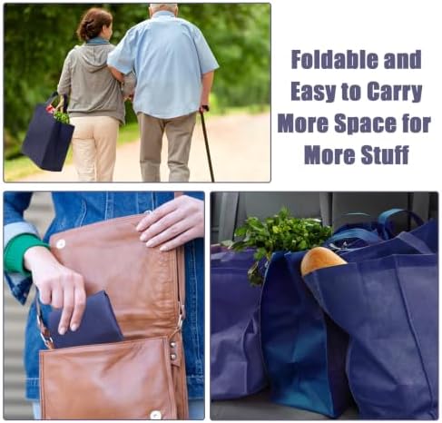 50pcs Reusable Grocery Bags with Handles Non Woven Shopping Tote Bags Bulk - Image 2