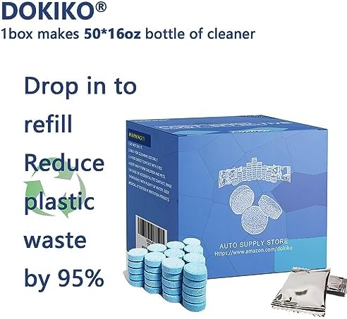 DOKIKO 100 PCS Glass Cleaner Refill,Glass Clean Tablets, Window Clean Refill Tablets, Plastic-Free Formula for Windows,1600fl oz Spray Plastic-Free Formula for Windows, Mirrors & Windshields - Image 3