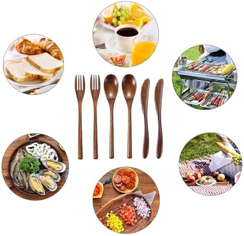 Wooden Spoon Fork Knife Eating Flatware Set Portable Utensil Set with Case, Reusable Wooden Cutlery Travel Utensils Set, 2 Spoons and 2 Forks and 2 Knives - Image 7