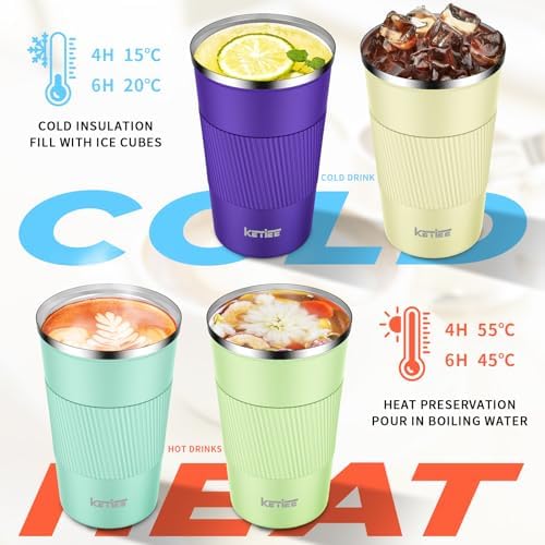 KETIEE 12oz Coffee Mug: Vacuum Insulated Coffee Cup with Leakproof Lid, Travel Coffee Mug Stainless Steel Double Walled Reusable Coffee Cup for Hot and Cold Water Tea (Purple) - Image 2