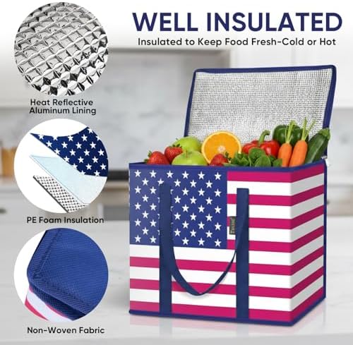 BALEINE Insulated Reusable Grocery Bags with Zippered Top, Large Cooler Bag - Image 2