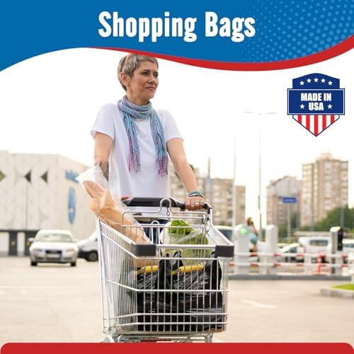 Fuxury 500 Count Plastic Grocery Shopping T-shirt Bags Black with Handles - Image 5