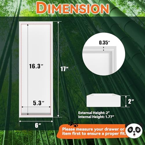 Lixple Bamboo Kitchen Drawer Organizer, 2 Pack, 17" x 6" x 2", White - Image 2