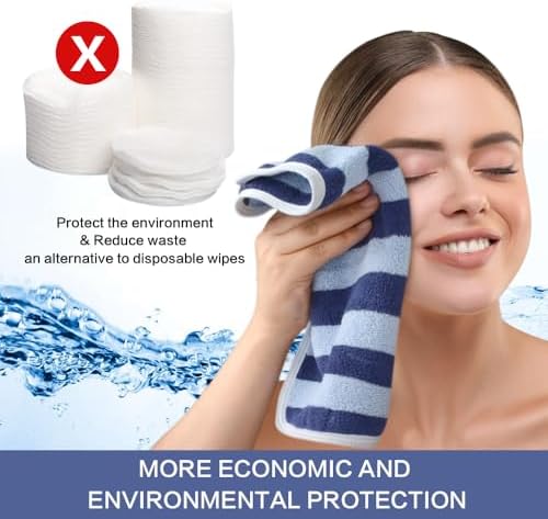 Microfiber Facial Cloths Fast Drying Washcloth 12x12inch Stripes 6 pack - Image 6