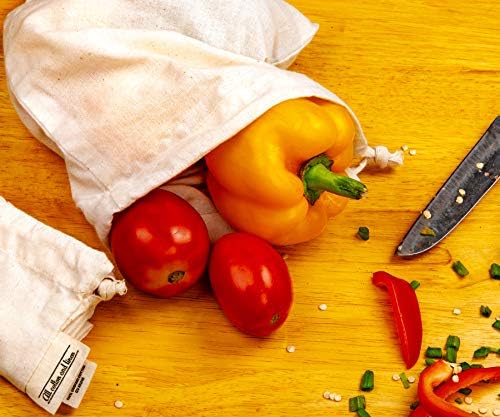 Reusable Produce Bags Set of 8 – 100% Organic Cotton Mesh & Muslin Produce Bags for Fruits and Vegetables, Washable Reusable Grocery Bags, Food Storage Bags, Vegetable Bags (2 XL, 2 L, 2 M, 2 S) - Image 5