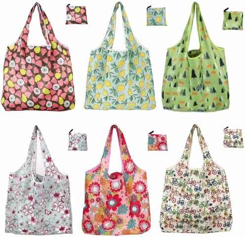 Foldable Reusable Shopping Bags,6 Pack Heavy Duty Tote for Grocery by Unknown