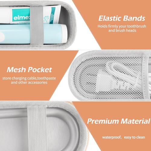 Toothbrush Travel Case for Oral B/Oral-B Pro 1000 1500 5000 7000 & Philips Sonicare 4100 1100 5300 5100 6100/iO Electric Toothbrush, Hard Protective Storage Bag (Gold) - Image 3