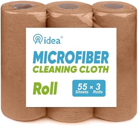 AIDEA Microfiber Cleaning Cloth-165 Sheets 3 Roll,Cleaning Rags 11×9" Brown by AIDEAHOME