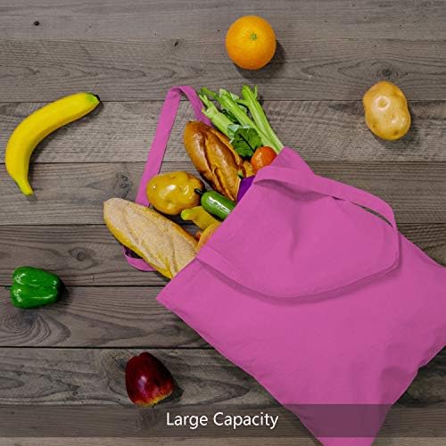 TOPDesign 6-Pack Economical 16"x15" Pink Cotton Tote Bag, Lightweight Medium Reusable Grocery Shopping Cloth Bags, Suitable for DIY, Advertising, Promotion, Gift, Activity - Image 5