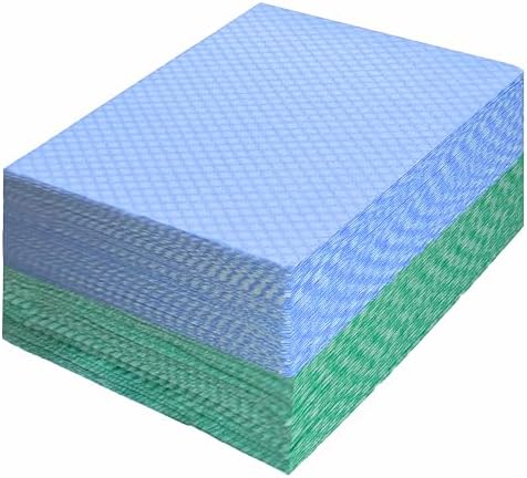 Reusable J Cloths, Disposable Kitchen Cleaning Cloths Dish Towels Dish Cloth Reusable Cloths for Kitchen, Bathroom, Household Cleaning (Blue & Green 100 Pack) by JINYUDOME