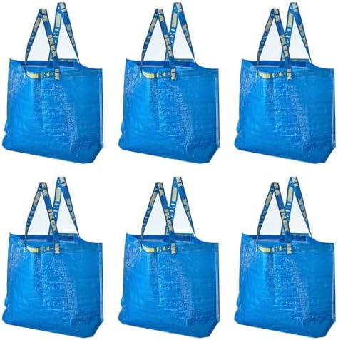 IKEA 603.017.07 FRAKTA Medium Shopping Bags (Set of 6), Blue, 55 lb Max. Load, 10 Gallon Volume, Easy to Keep Clean, Takes Up Little Space to Store as It Folds Flat by IKEA