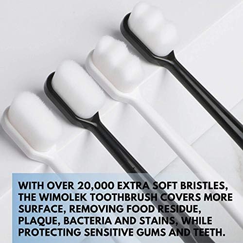 Wimolek Extra Soft Toothbrush for Sensitive Gums and Teeth with 20,000 Ultra Soft Bristles. Micro-Nano Toothbrush. Excellent Cleaning Effect (2 Pack) (White Wave Bristle) - Image 3