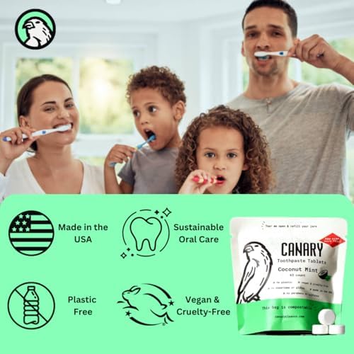 Canary Nano Hydroxyapatite Toothpaste Tablets Coconut Mint - Remineralizing, Fluoride Free, All Natural Tabs with Xylitol - Great for Travel, Plastic Free - 189 Count - Image 3