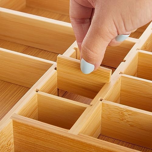 Juvale Drawer Organizer Tray - 8-Slot Drawer Divider for Utensils - Versatile Silverware Holder - Desk Tray for Office Supplies - 14 x 10 x 2 in, Brown, Bamboo - Image 5